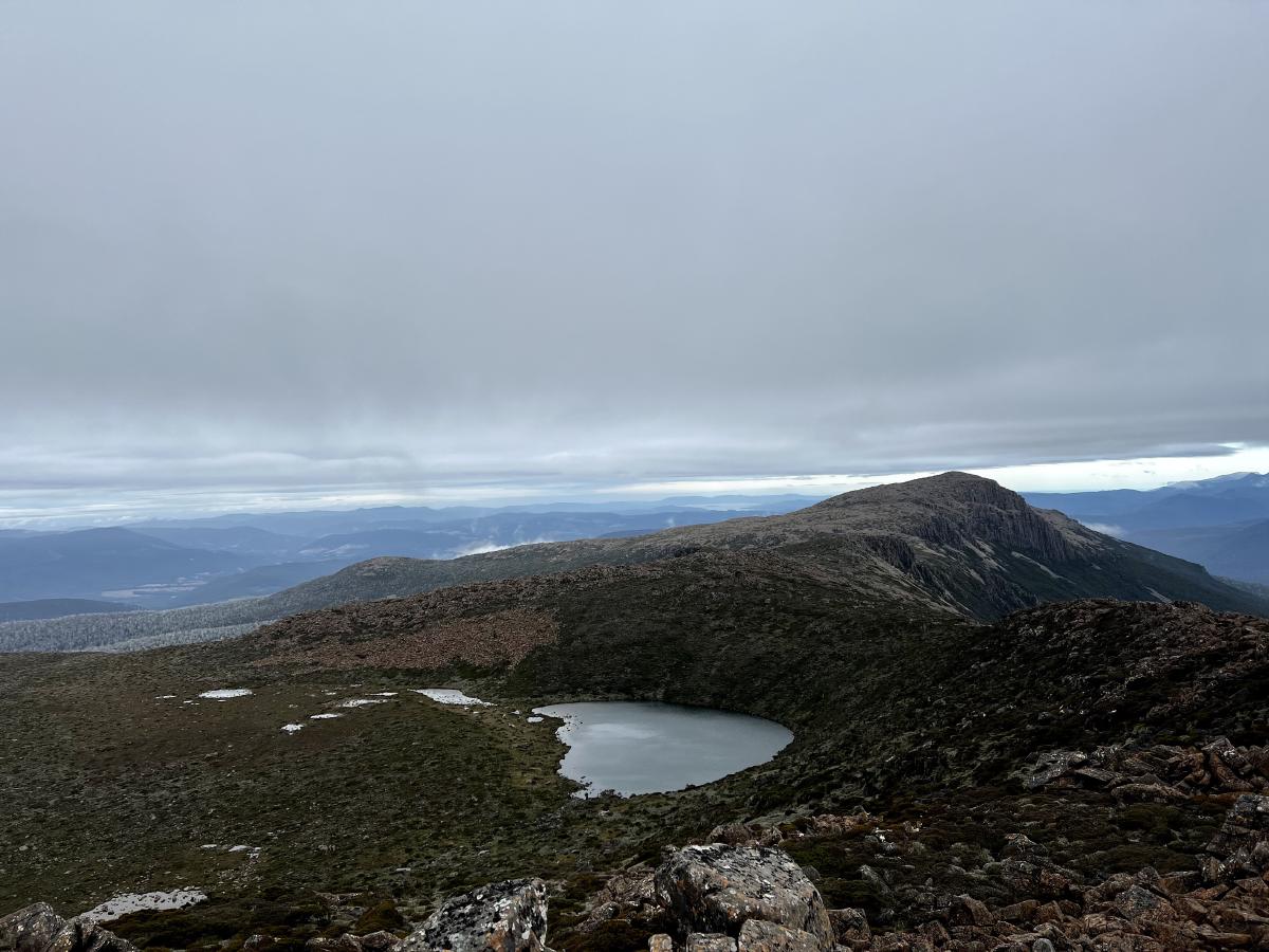 Snowdrift Tarns and Snowy South in the distance