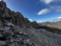 A sign saying Stacks Bluff points to the left