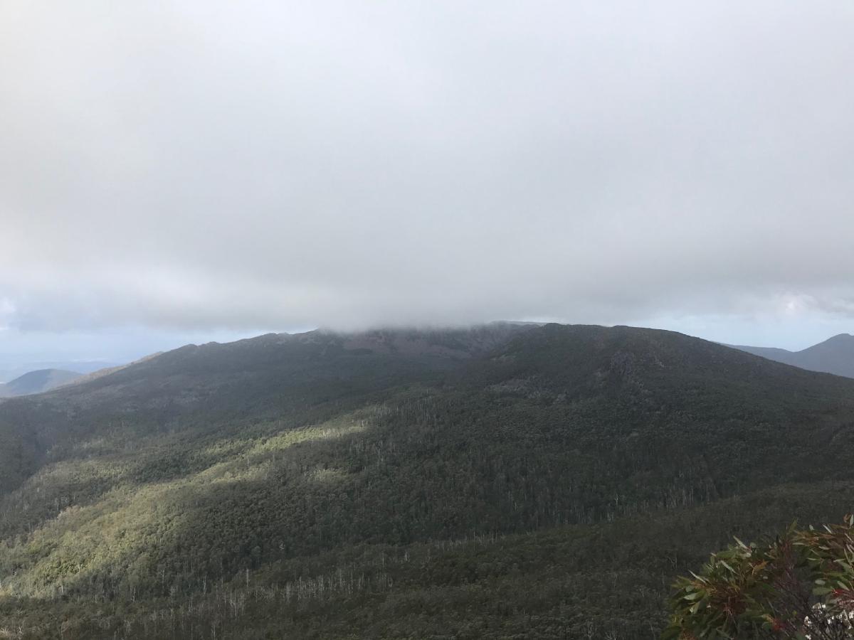 Mountains obscured by cloud
