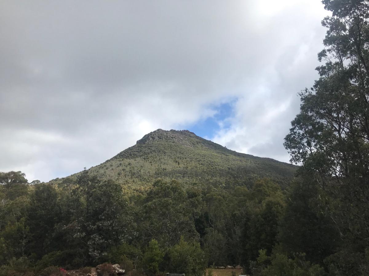 A view of a mountain from a distance