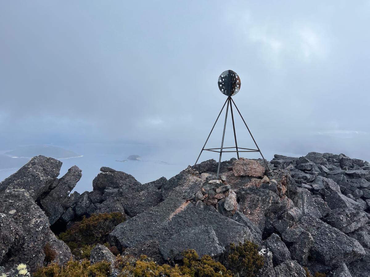 The trig point on the top of Clear Hill
